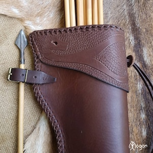 Leather Side ARROW QUIVER / Traditional ARCHERY Quiver  &quot;Brown Horse&quot;