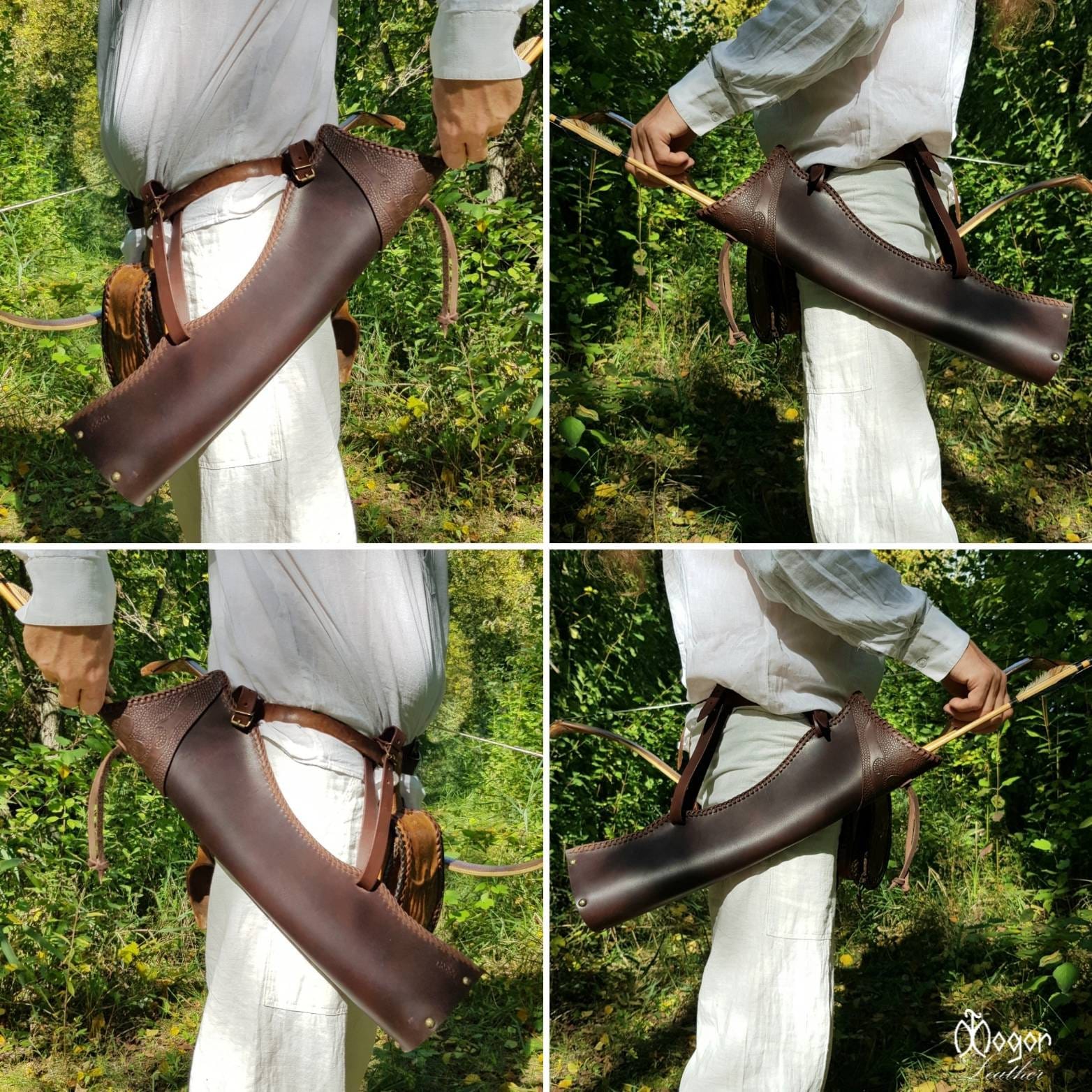 Faretra Per Frecce In Pelle - Anca O Vita, Destra O Sinistra, Leggera E Regolabile, Per Tiro Con L'Arco