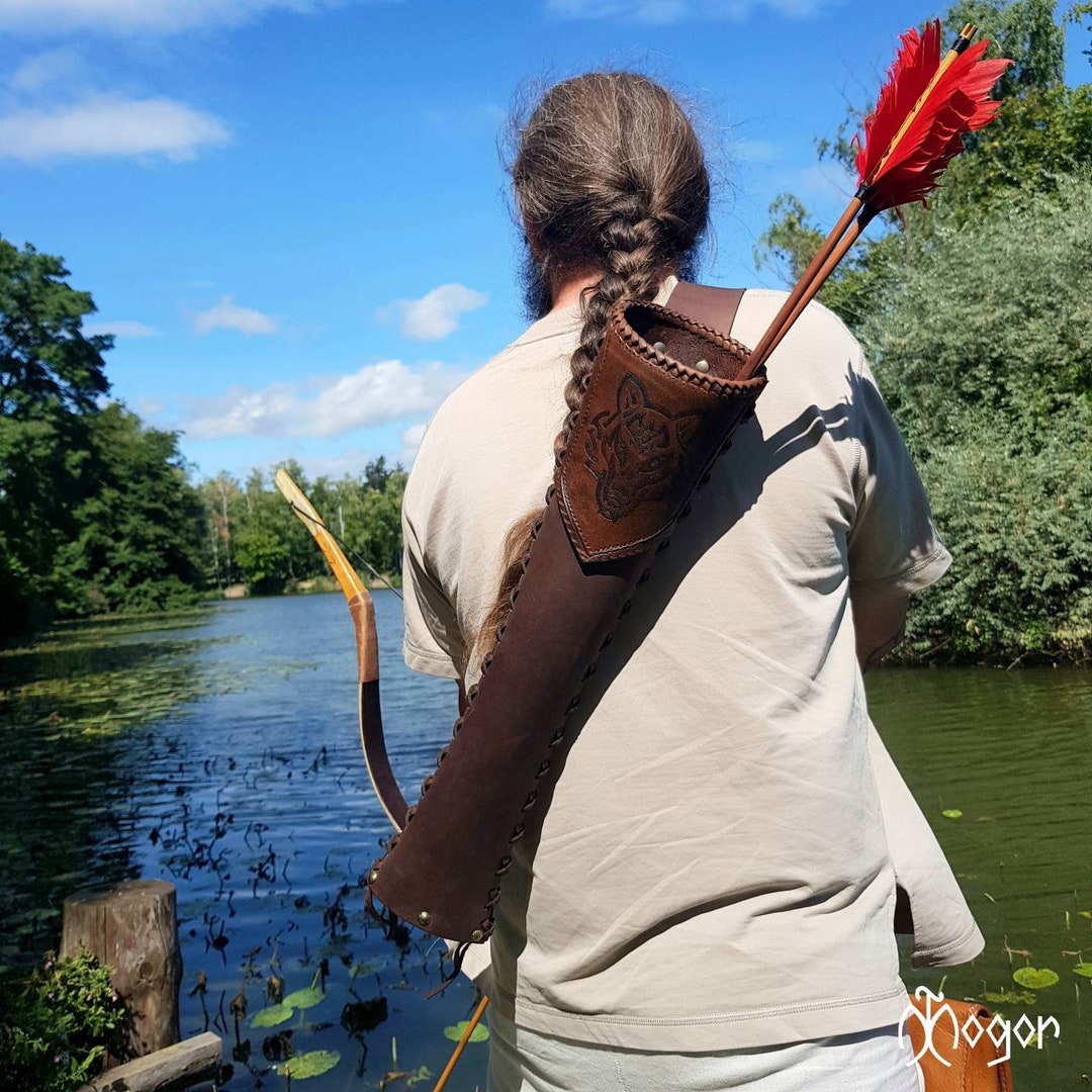 ARCHERY Leather BACK Arrow QUIVER / Quiver for Arrows brown Antique