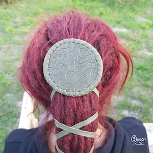 Medieval LEATHER HAIRBRAID ACCESSORIES - jewelry &quot;Green Galospetri&quot;