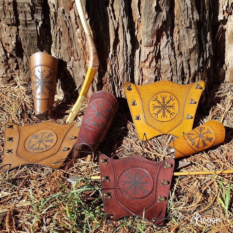 ARCHERY Leather Arm BRACER/ARMGUARD antique Mahogany Etsy