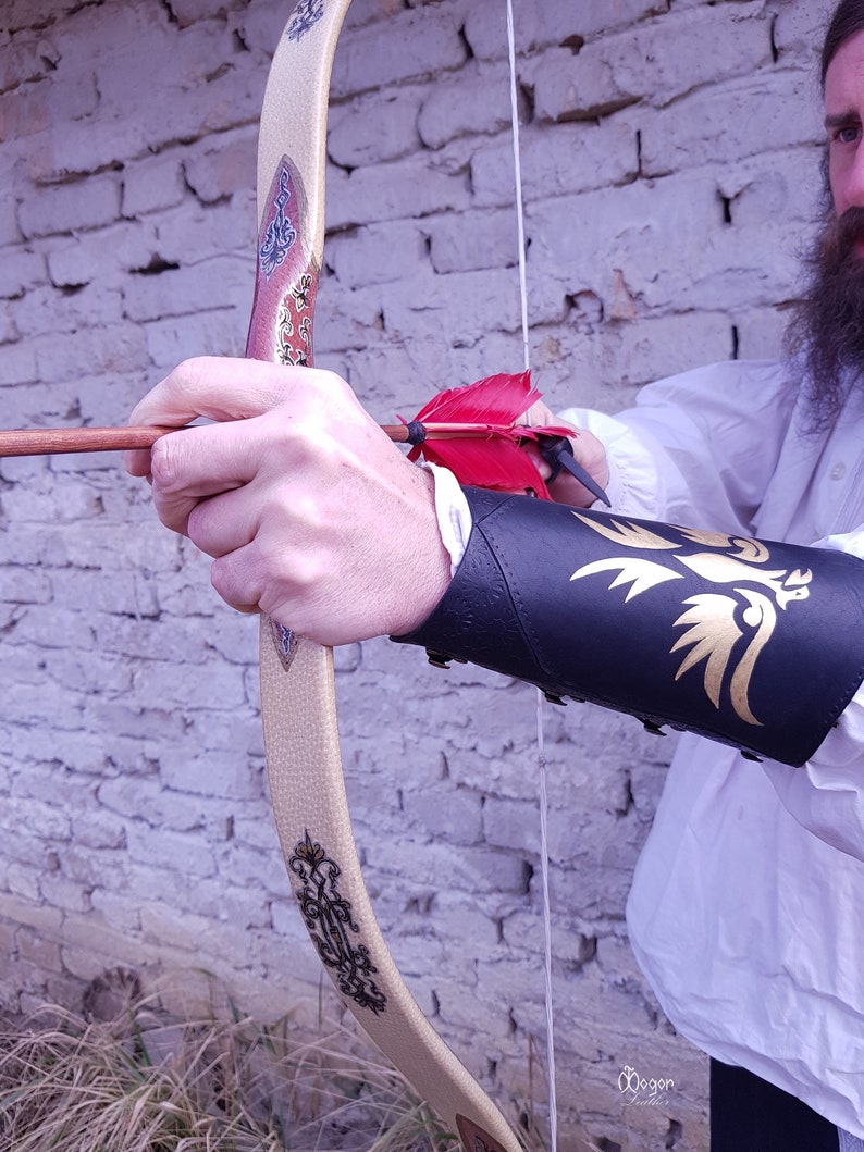 ARCHERY Leather Arm BRACER/ARMGUARD blackgolden Etsy