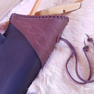 Traditional ARCHERY Side Quiver / Leather Hip ARROW QUIVER &quot;Black-BrownTatar Tulip&quot;