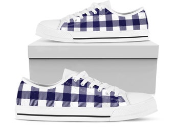 navy gingham shoes