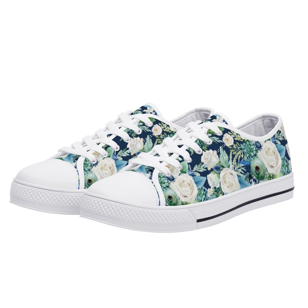 navy floral shoes