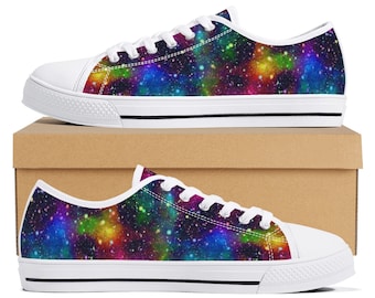 Galaxy print sneakers, nebula space shoes