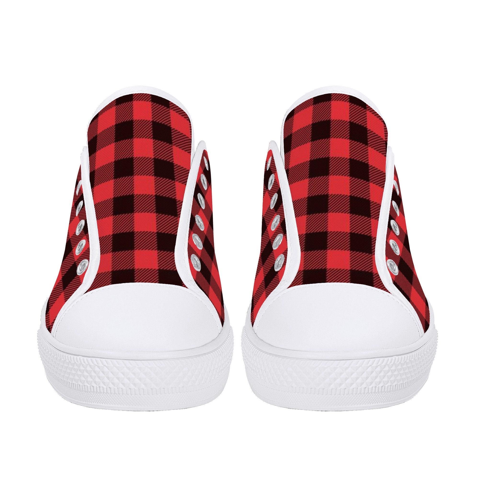 Buffalo Plaid Sneakers Red and Black Check Shoes Tartan Tennis Shoes Etsy UK