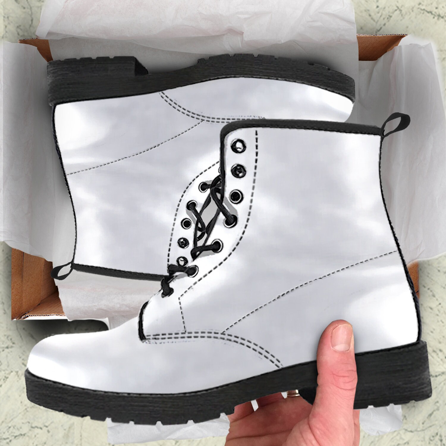 non leather combat boots