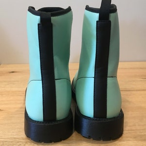 Mint Green Vegan Leather Combat Boots - Etsy