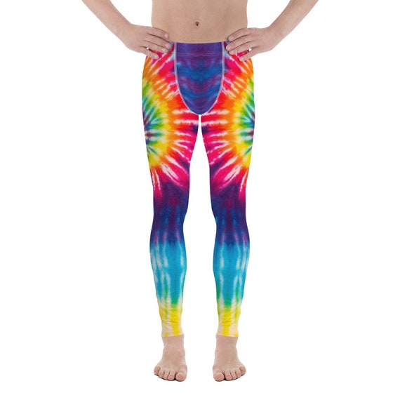 Rainbow Tie Dye Mens Leggings | Etsy 