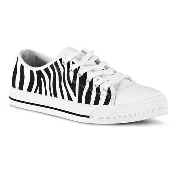 Sneakers Zebra Print Canvas Vegan Shoes 