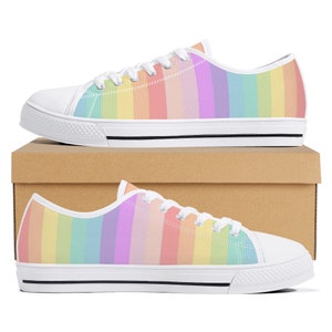 Pastel Rainbow Striped Sneakers - Etsy