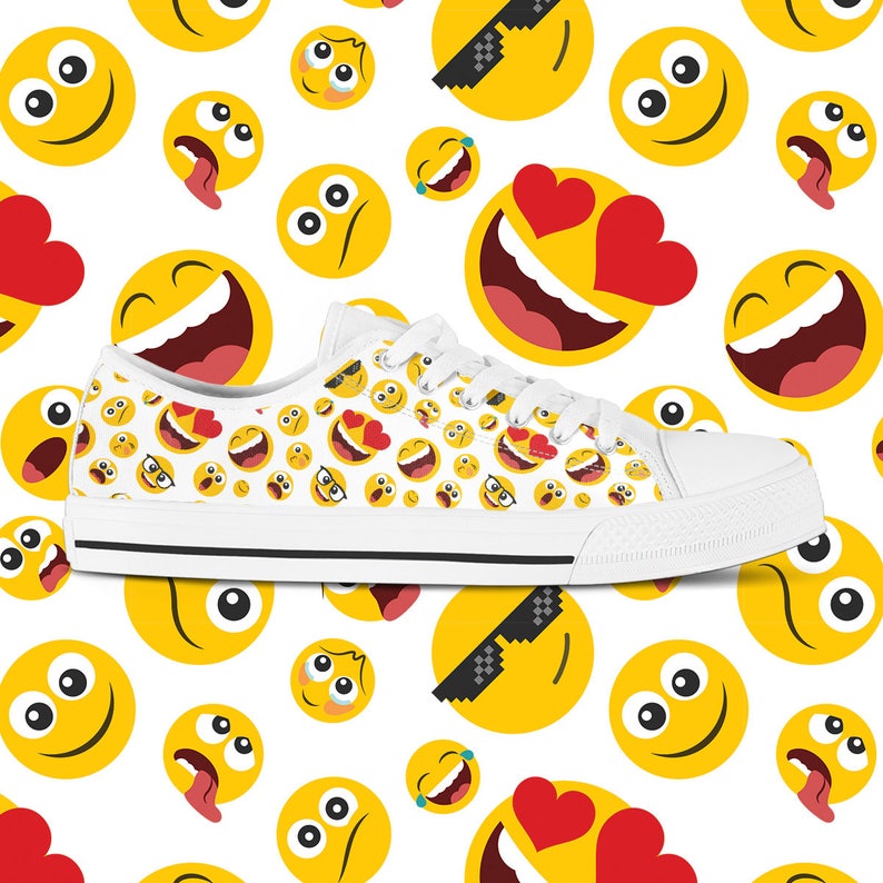 Emoji Sneakers Custom Tennis Shoes Emoticon Shoes Smiley Etsy