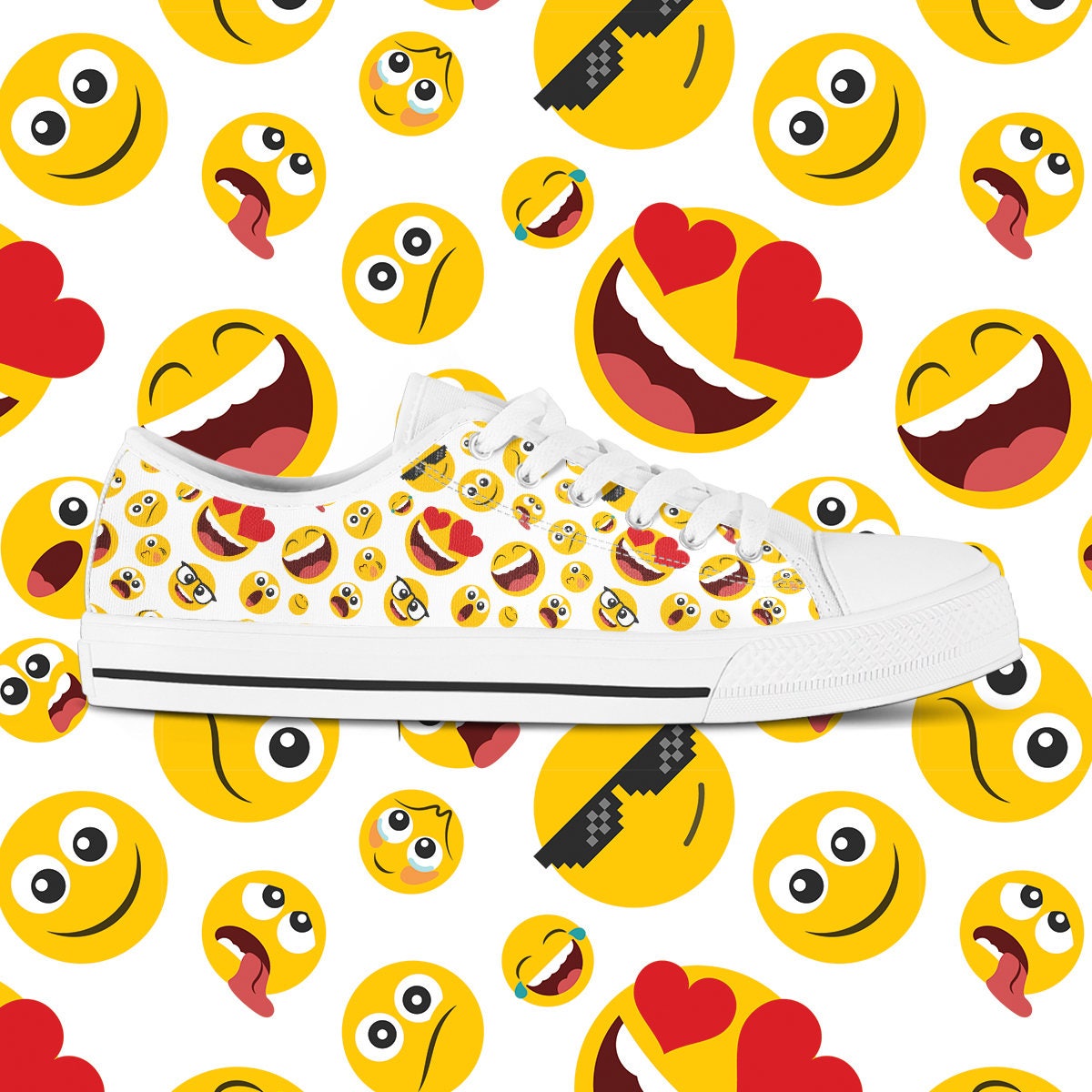 Emoji Sneakers Custom Tennis Shoes Emoticon Shoes Smiley Etsy