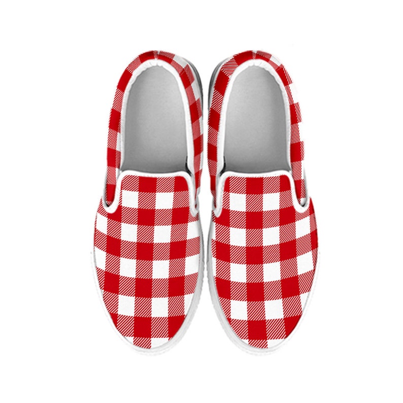 Gingham shoes plaid slip ons custom sneakers
