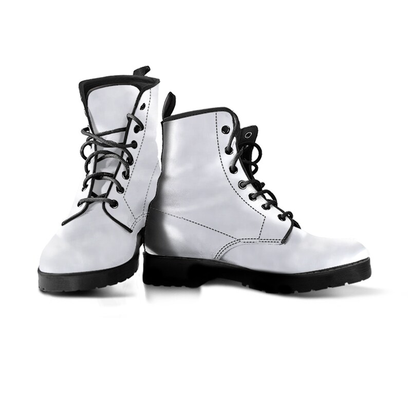 White vegan leather combat boots