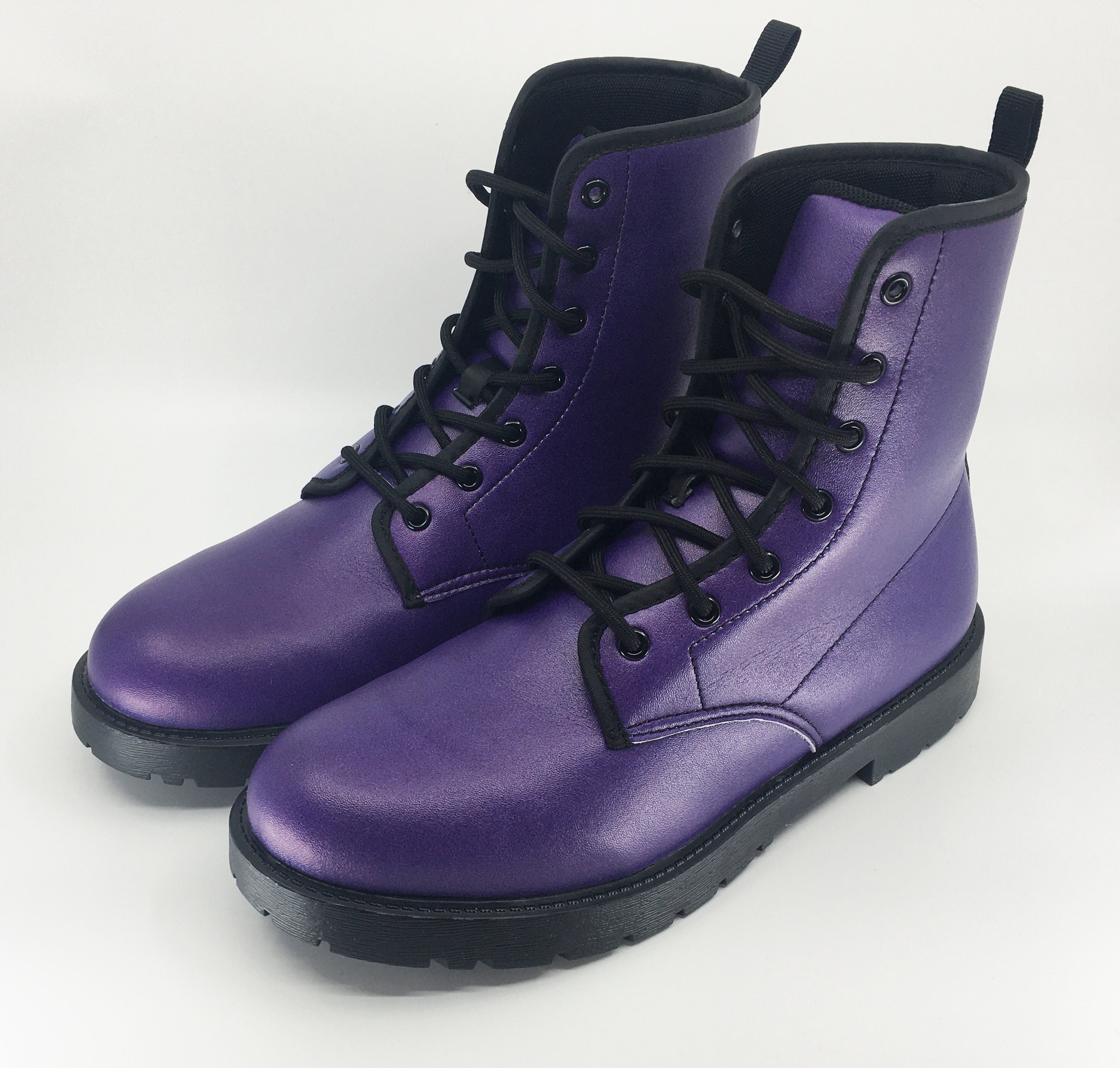 Purple Vegan Leather Combat Boots - Etsy