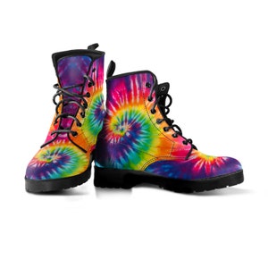 Black And Purple Tie Dye Men's Boots