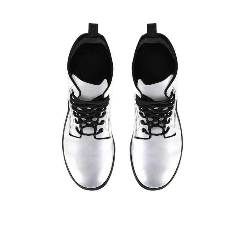 White vegan leather combat boots