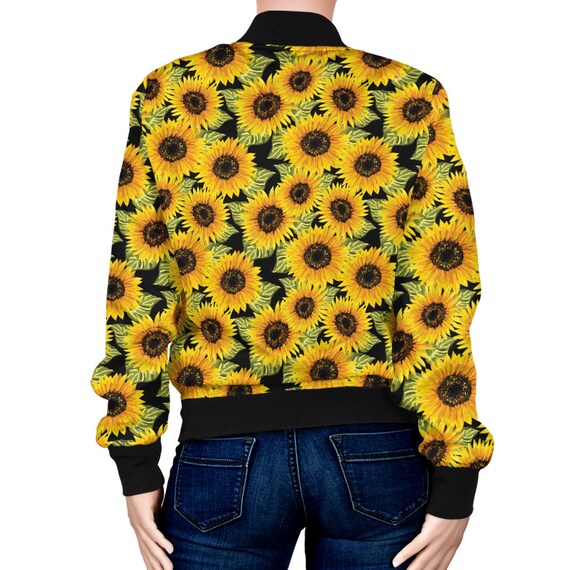 Sunflowers Print Bomber Jacket | Etsy