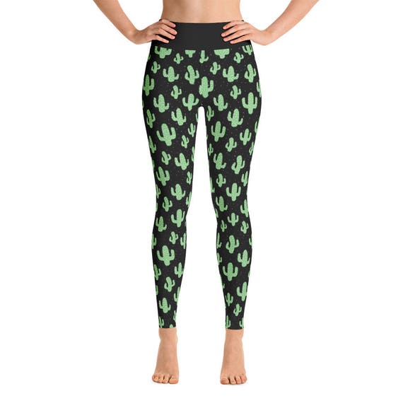 High Waisted Leggings Cactus Print Yoga Pants Tights Exercise | Etsy