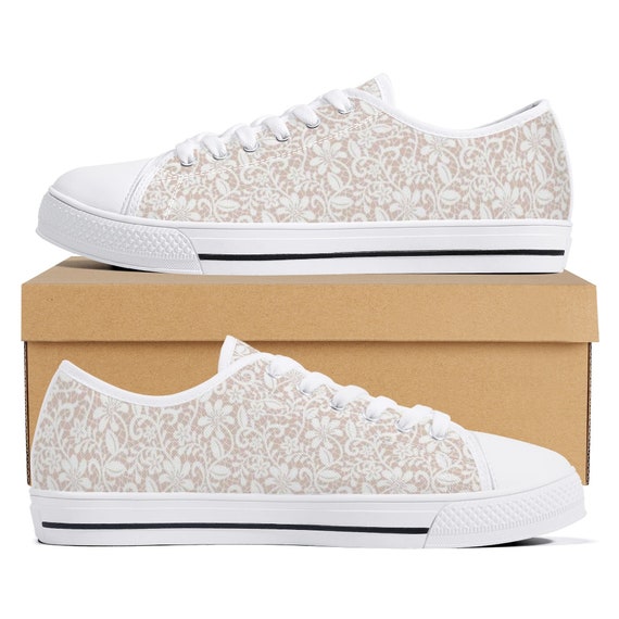 White Lace Print Bridal Sneakers Wedding Sneakers Tennis - Etsy