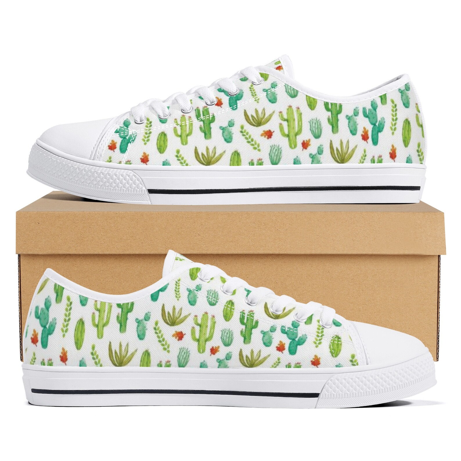 Cactus Shoes Canvas Sneakers Vegan Tennis Shoes Etsy