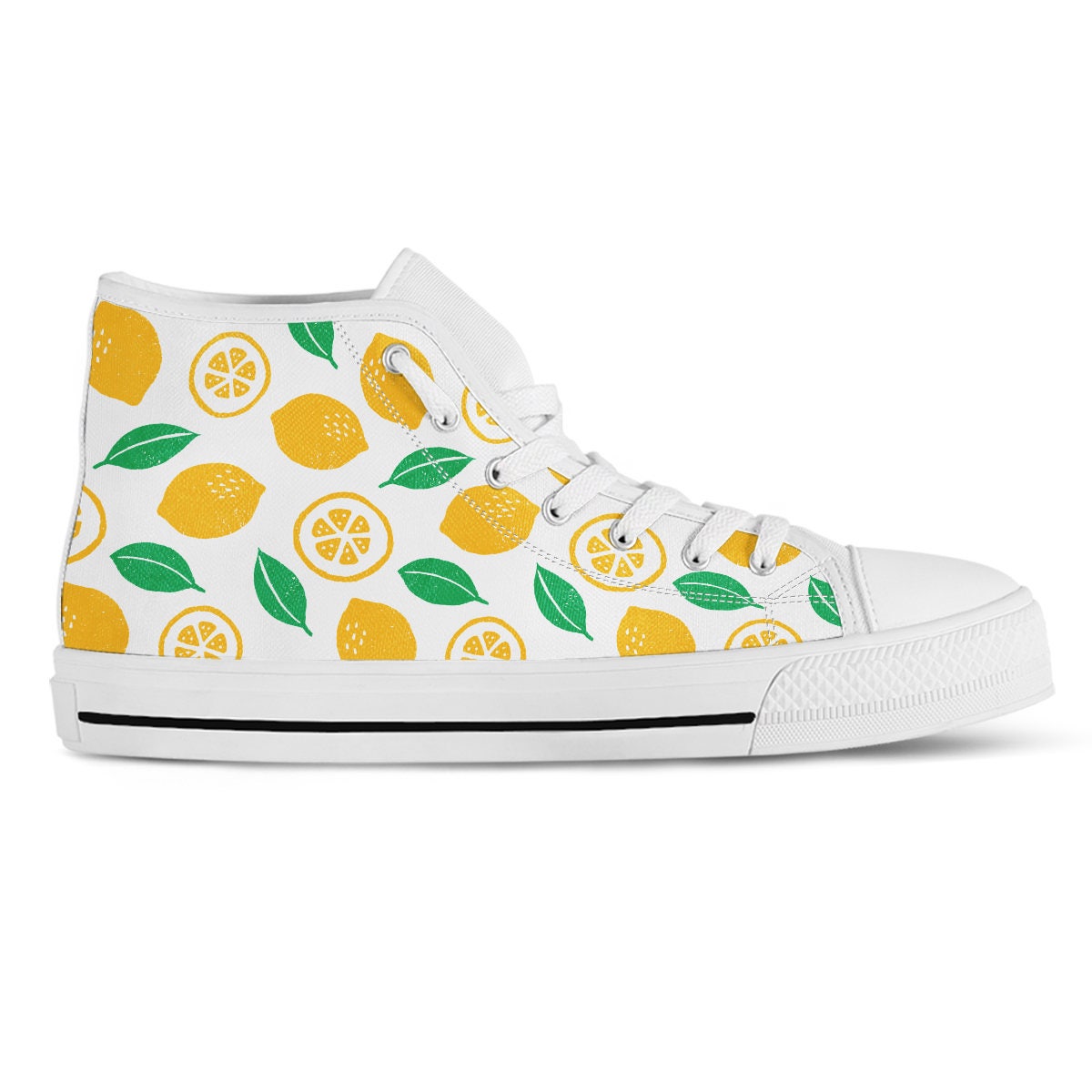 Lemon Print Custom High Top Sneakers Fruit Sneakers Quirky | Etsy