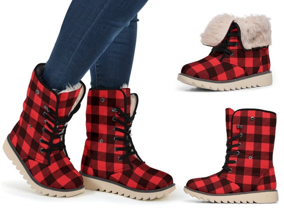 buffalo plaid womens boots