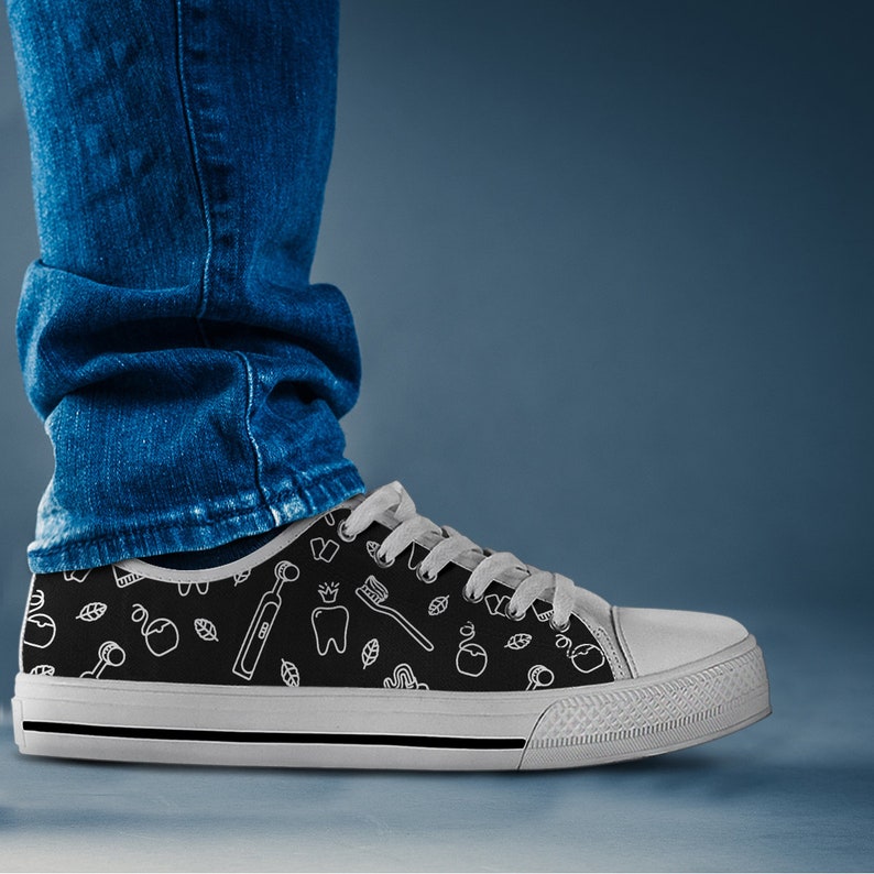 Dental Hygienist Sneakers Shoes With Dentist Print Etsy