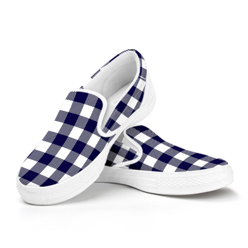 Gingham shoes plaid slip ons custom sneakers