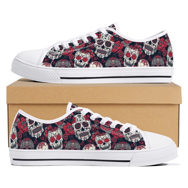 Sugar Skull Print Men's High Top Shoes