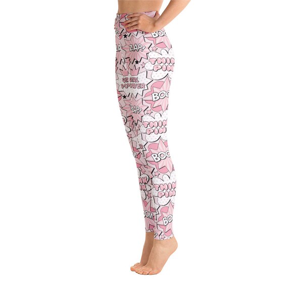 Comic Leggings Pink Yoga Leggings 