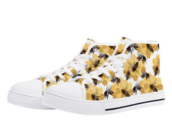 Bees print high top sneakers
