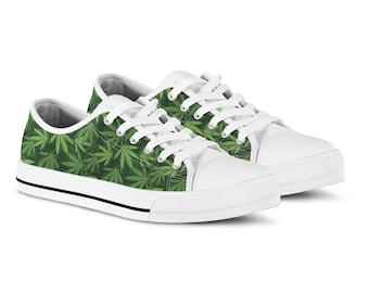 Womens Shoes Slip on Canvas Shoes Skateboard Sneakers Funny Cannabis Bloom Plimsoll Print