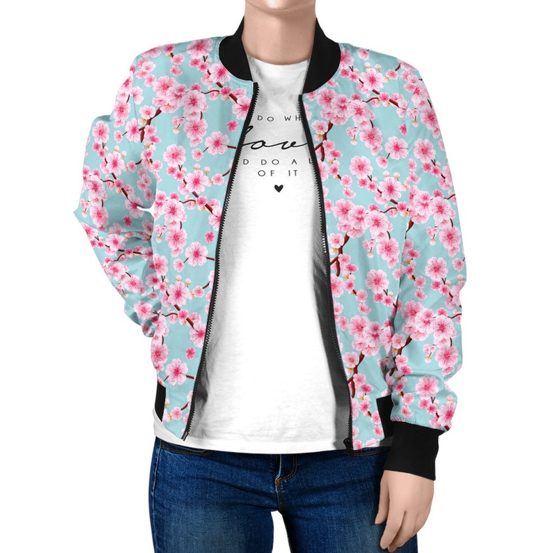 Japanese cherry blossom bomber jacket unisex