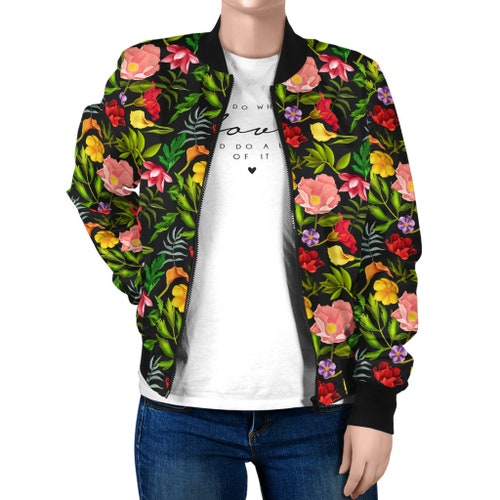Desirae Reversible Bomber Jacket - Floral Print/Black Fur