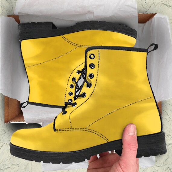 yellow combat boots womens
