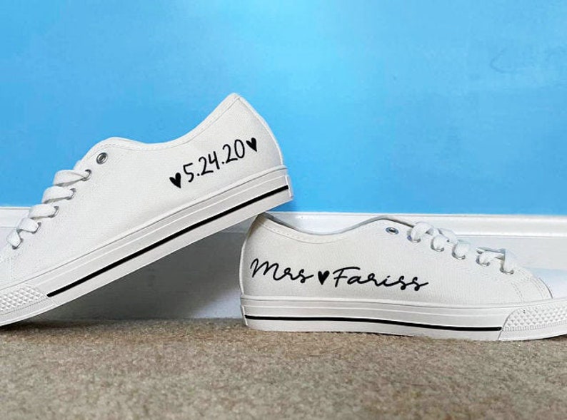 Personalized bridal sneakers, wedding sneakers, shoes for bride image 9
