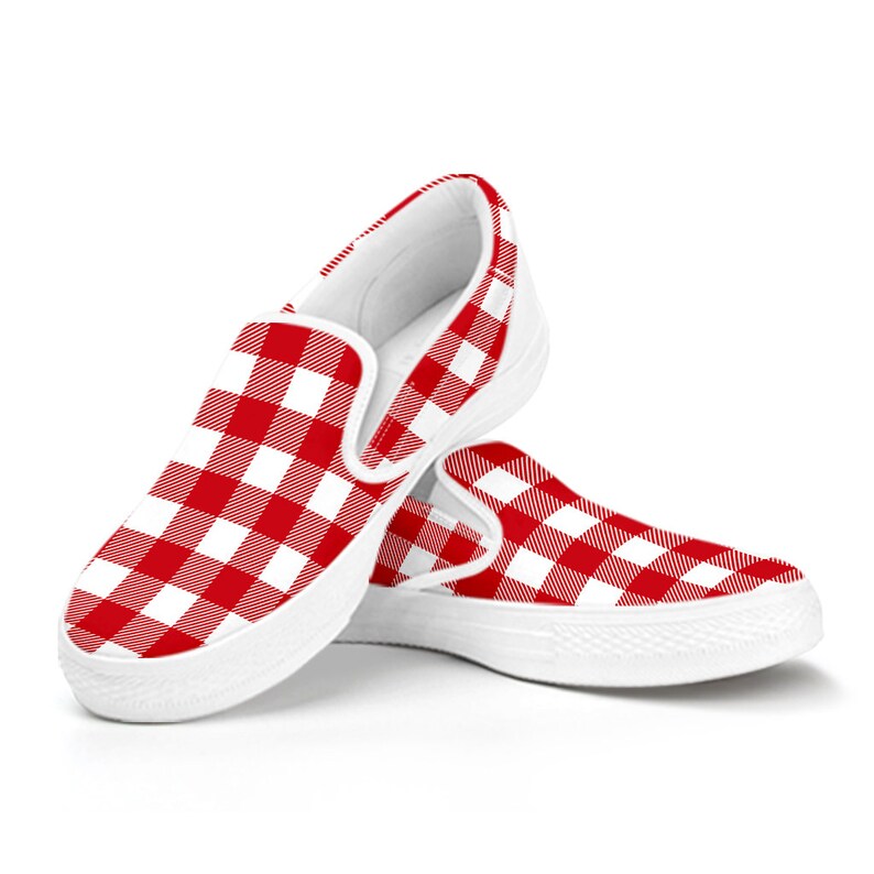 Gingham shoes plaid slip ons custom sneakers