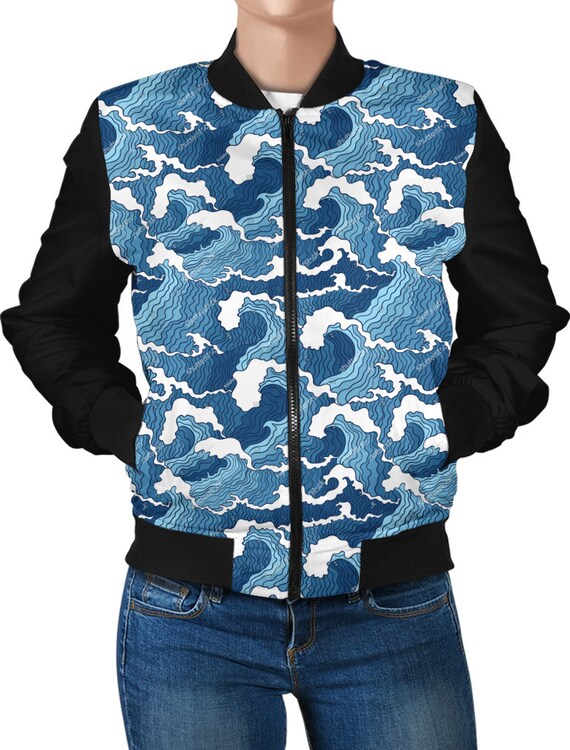 Japanese Waves Bomber Jacket for Men 
