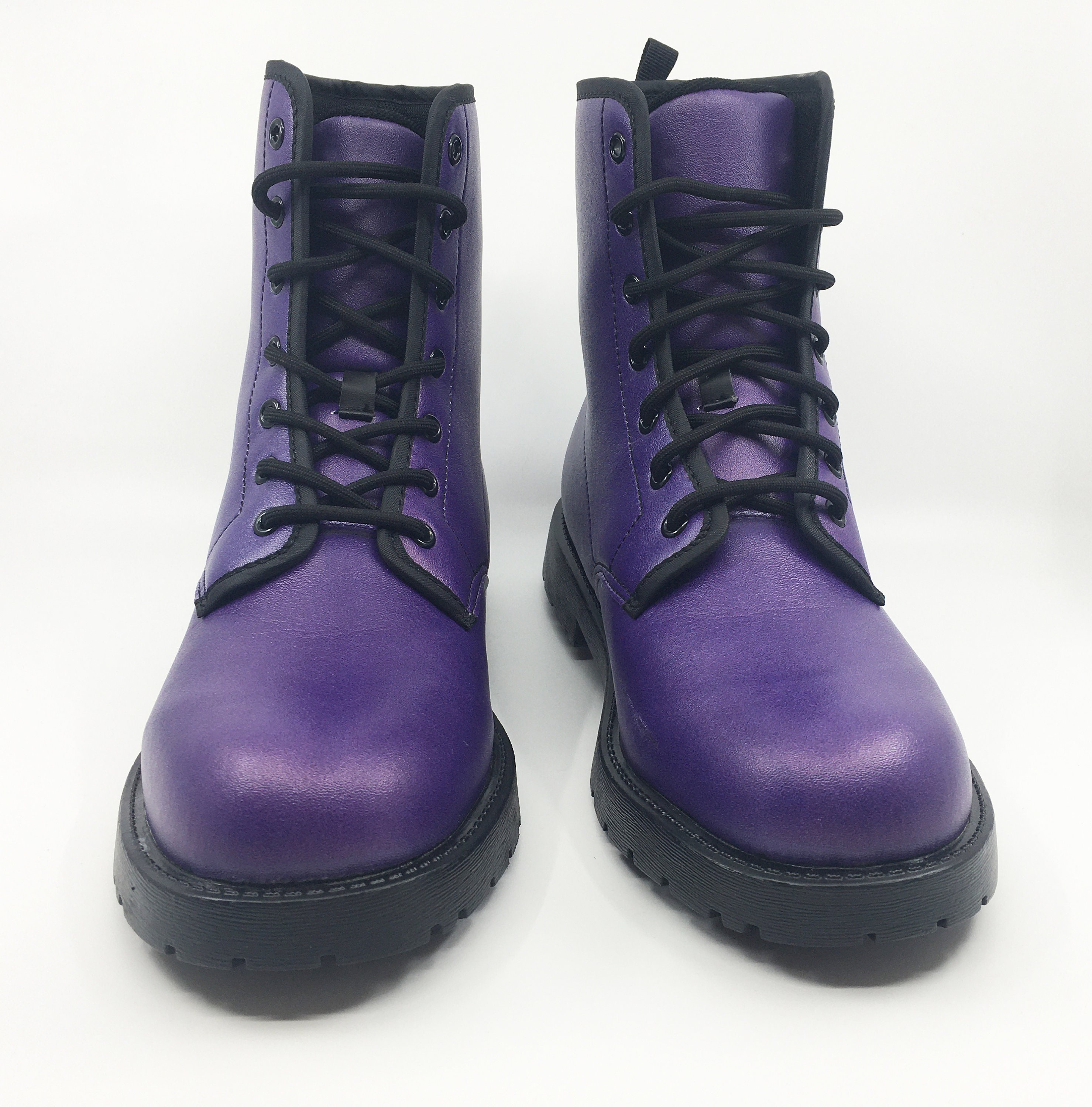 Purple Vegan Leather Combat Boots - Etsy