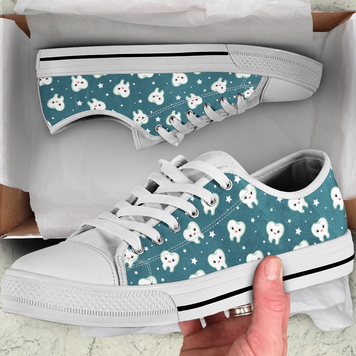 Dental hygienist sneakers dentist shoes with teeth print Etsy