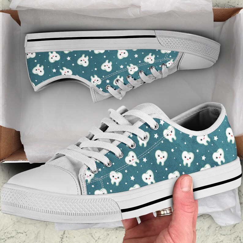 Dental hygienist sneakers dentist shoes with teeth print Etsy