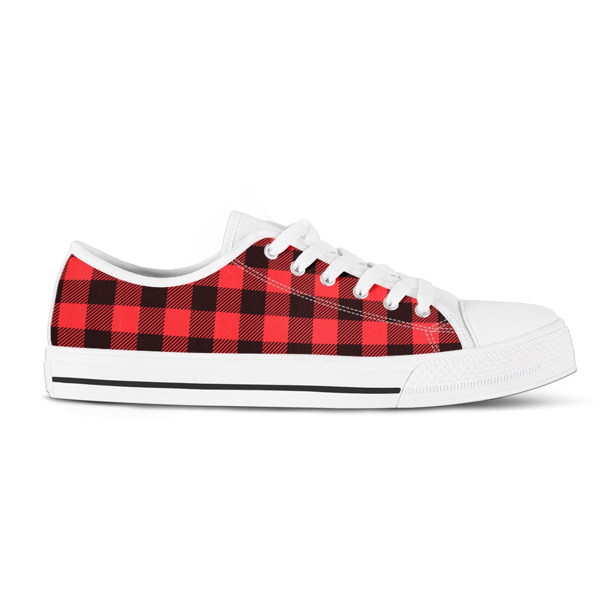 black and red plaid shoes