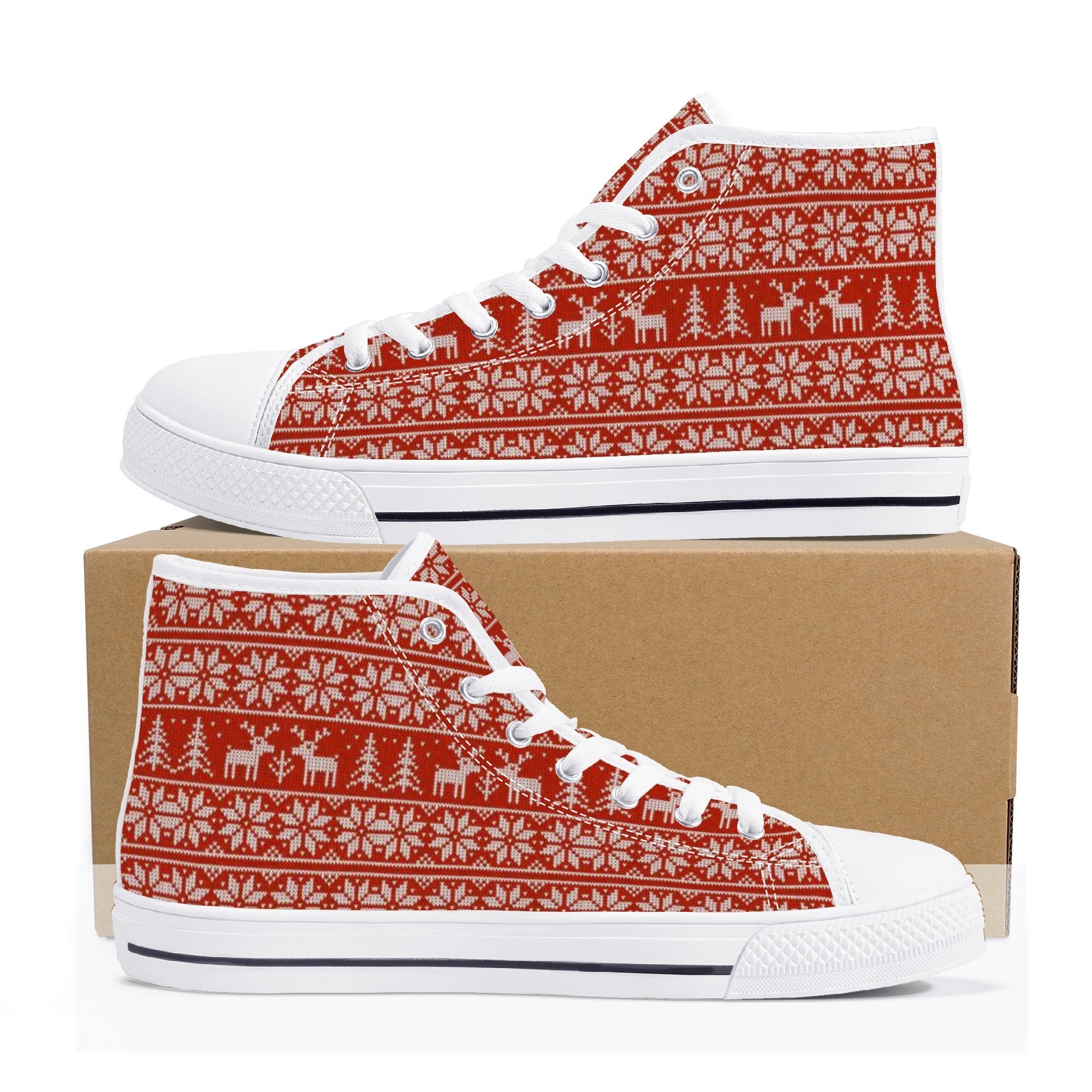 Ugly Christmas Sweater Print Sneakers - Etsy