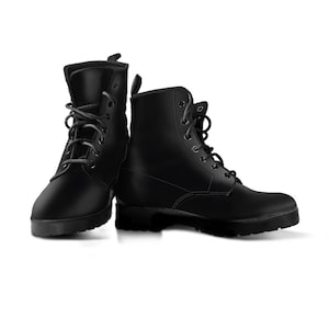 Black vegan leather combat boots