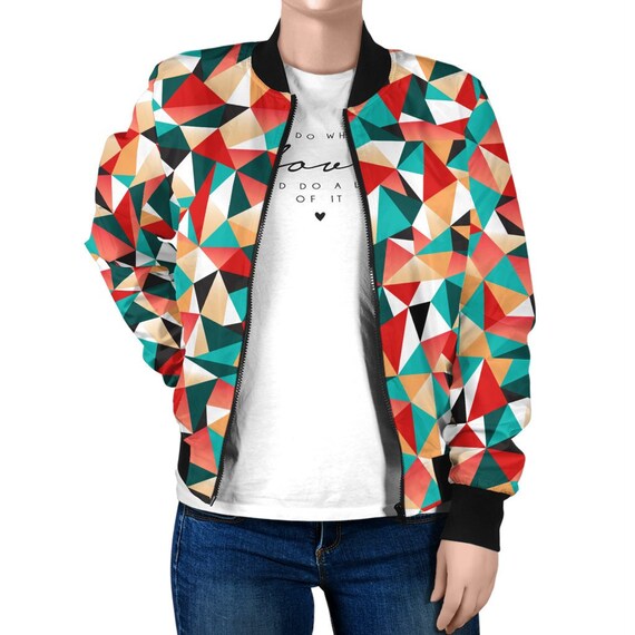 Geometric Kaleidoscope Bomber Jacket 