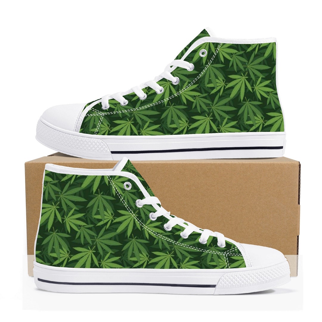 Weed Sneakers Marijuana Shoes Cannabis Leaf High Tops - Etsy