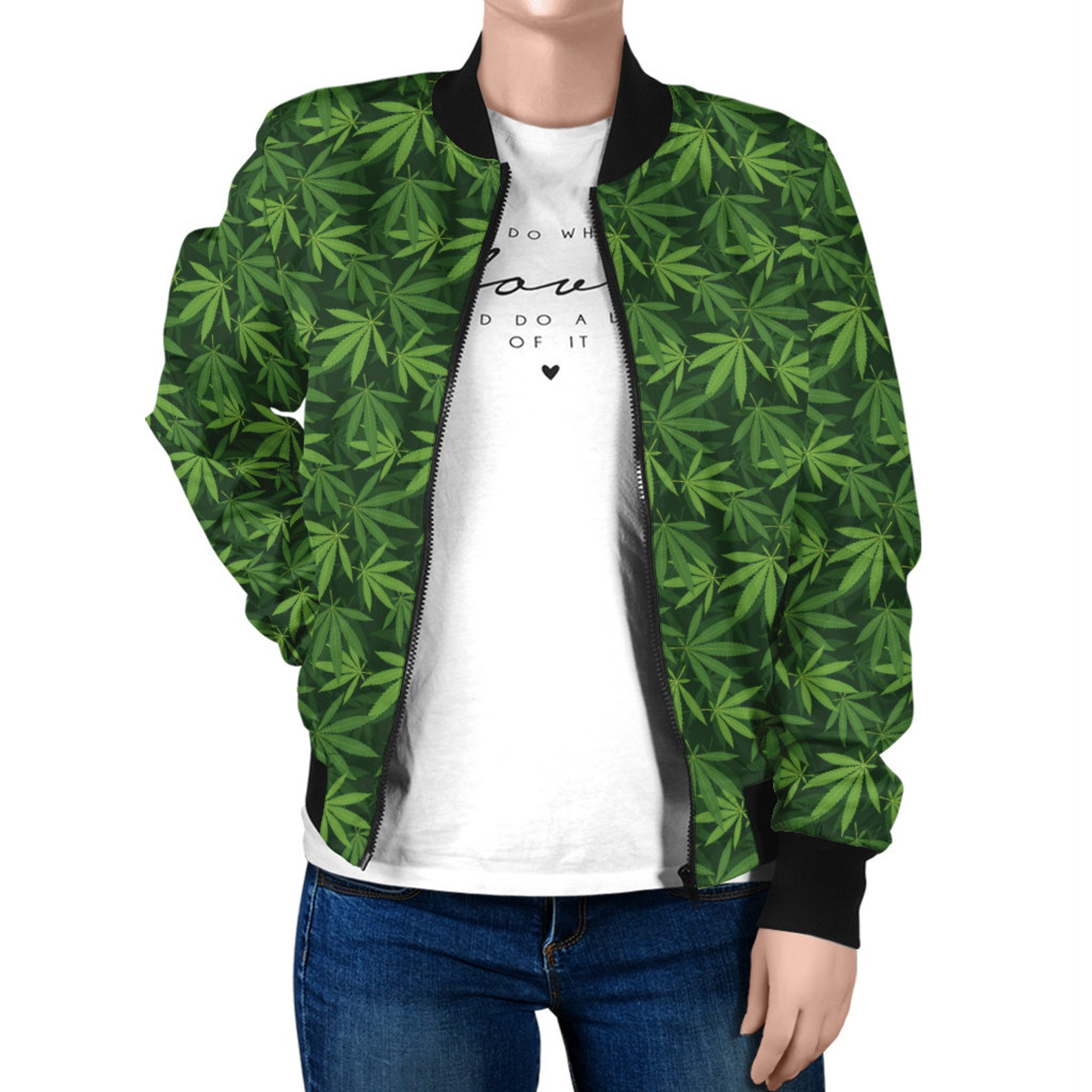 Weed Bomber Jacket Marijuana Clothing Cannabis Leaf Jacket Etsy